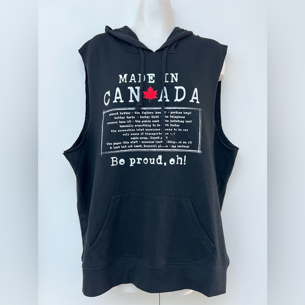 BLUENOTES | Black Sleeveless Vest Hoodie Sweater “Made in Canada “ - Picture 3 of 11